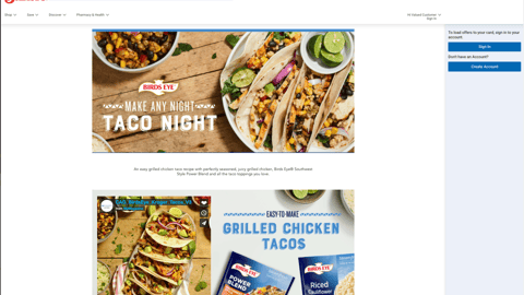 Birds Eye Baker's 'Make Any Night Taco Night' Landing Page
